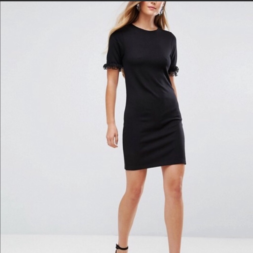 Asos Ruffle Lace Sleeve Shift Dress